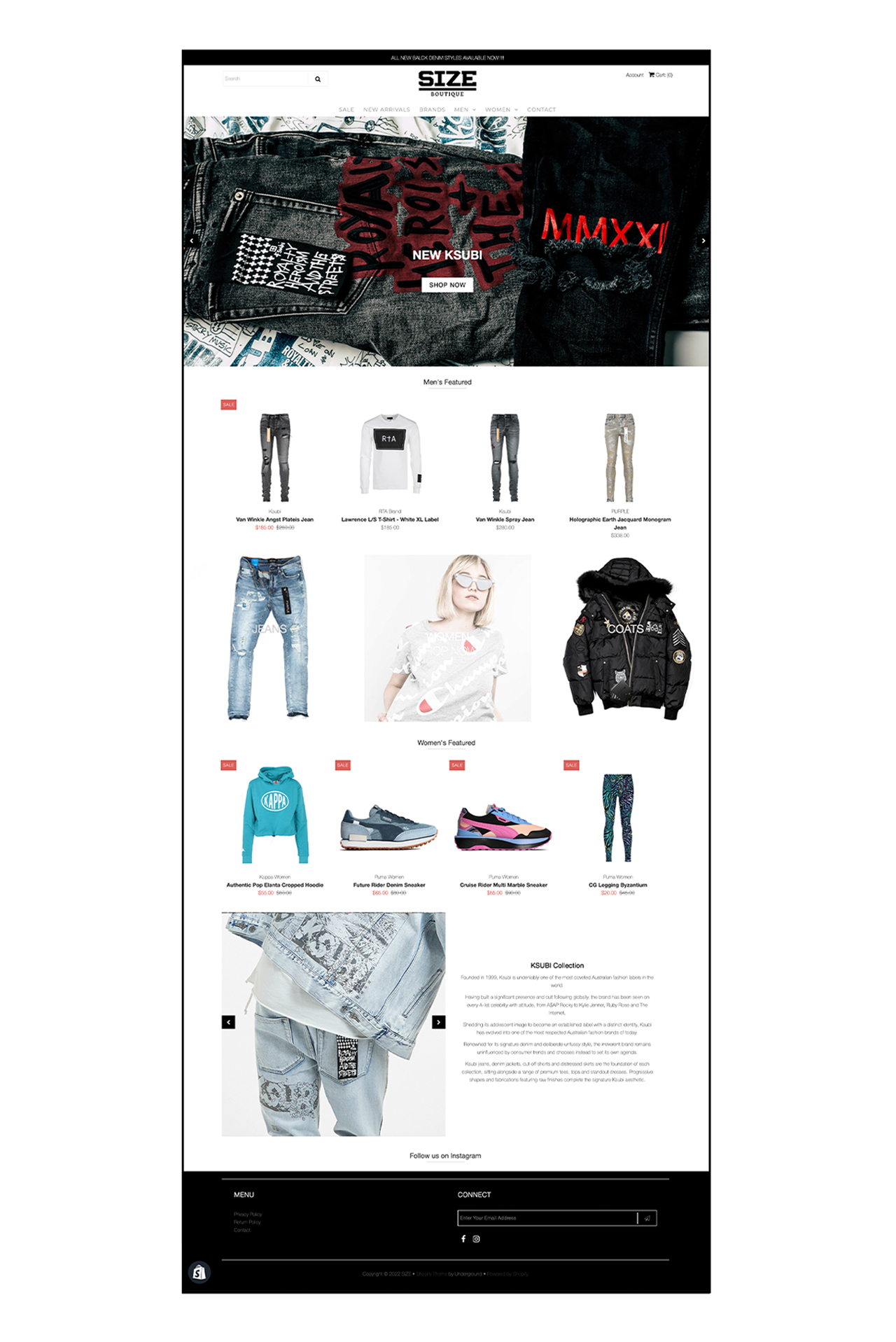 SIZE Boutique Home Page